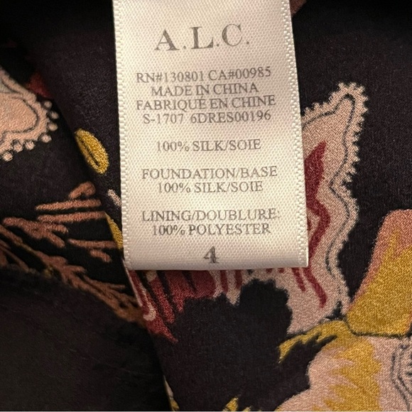 A.L.C for Barney’s Black Midi Tiered Sundress Dress 100% Silk Women’s Size 4 - Picture 9 of 10